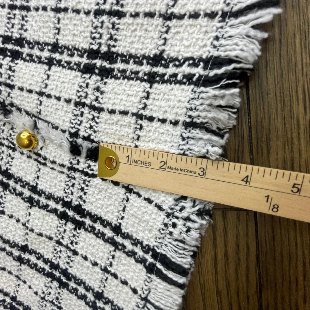 Tweed Mini Skirt Plaid Black White XL‎ NWT Kate Kasin
